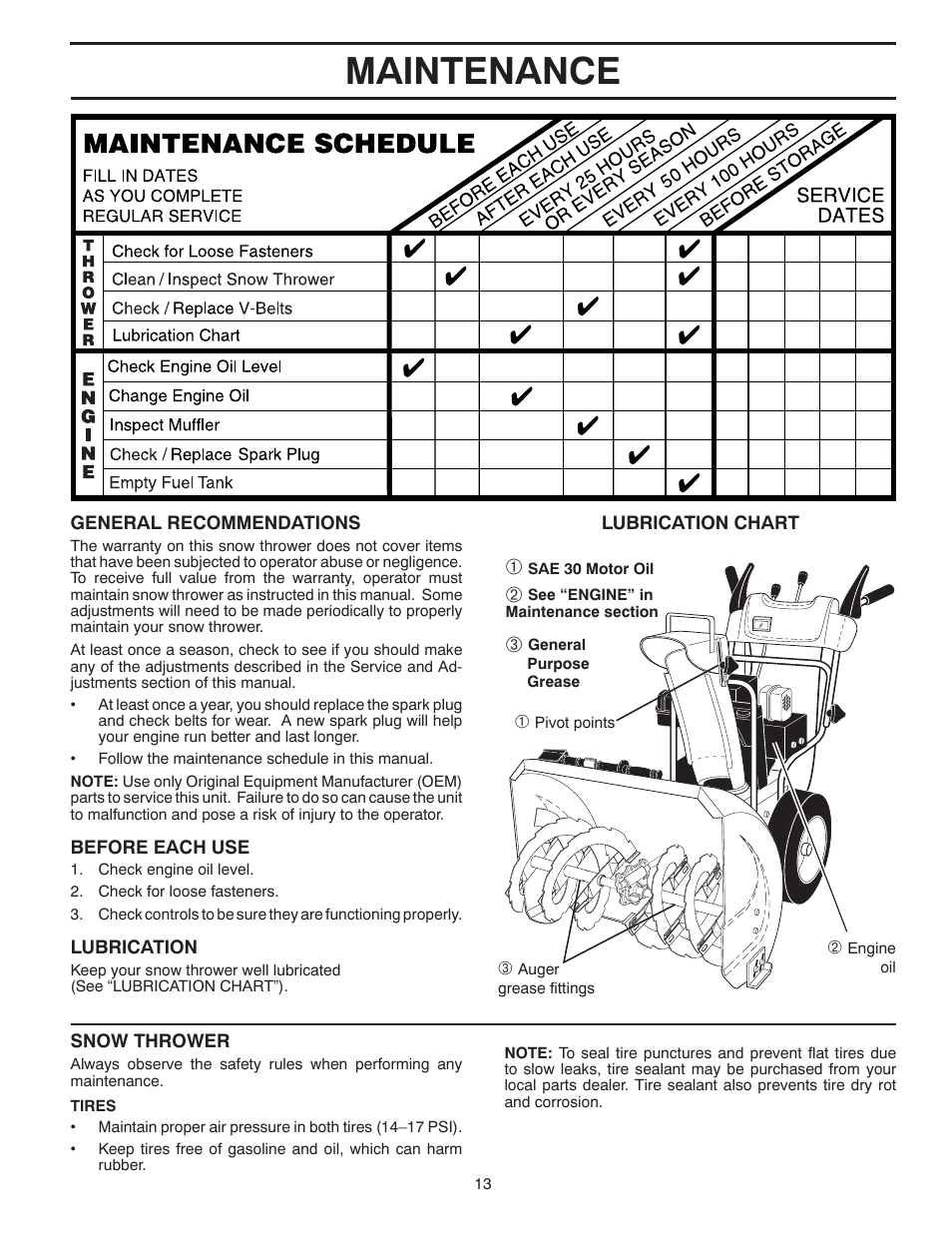 Maintenance | Husqvarna 1827SB User Manual | Page 13 / 20