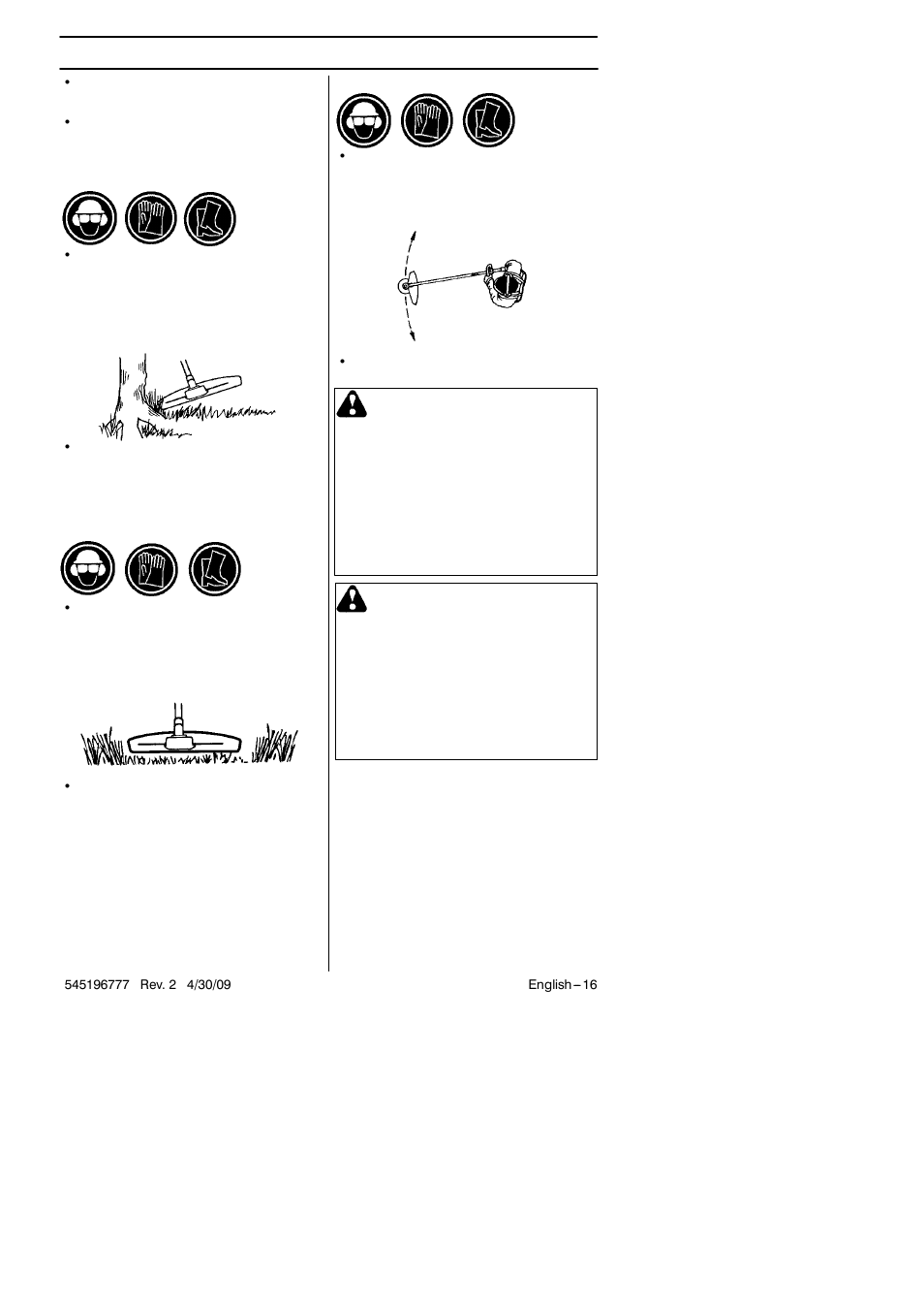 Working techniques, Warning | Husqvarna 128LDX User Manual | Page 16 / 24