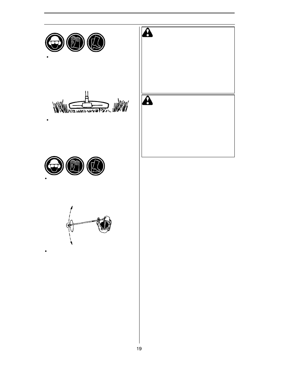 Working techniques, Warning | Husqvarna 125R User Manual | Page 19 / 28