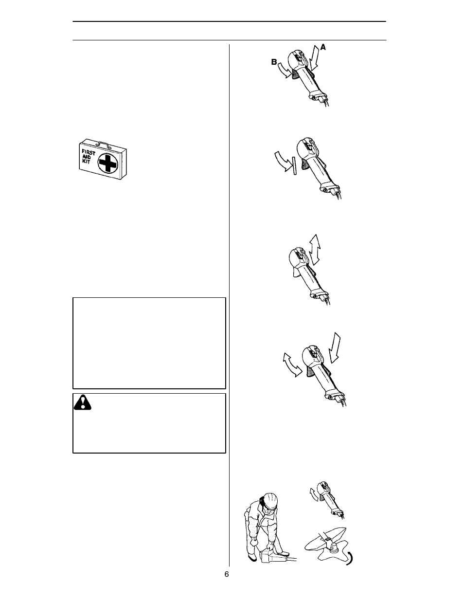 General safety precautions, Machine’s safety equipment, Warning | Husqvarna 125R User Manual | Page 6 / 28