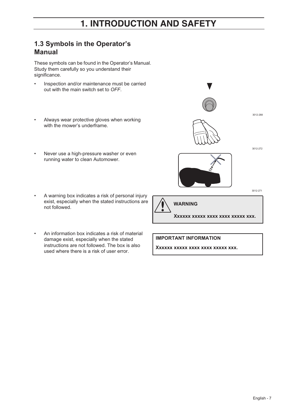 Introduction and safety, 3 symbols in the operator’s manual | Husqvarna 220 AC User Manual | Page 6 / 82