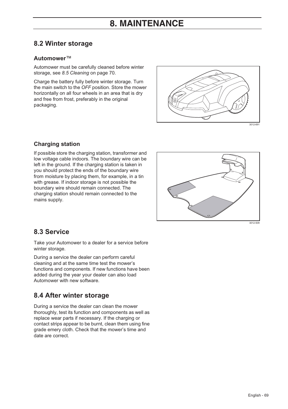 Maintenance, 2 winter storage, 3 service | 4 after winter storage | Husqvarna 220 AC User Manual | Page 68 / 82