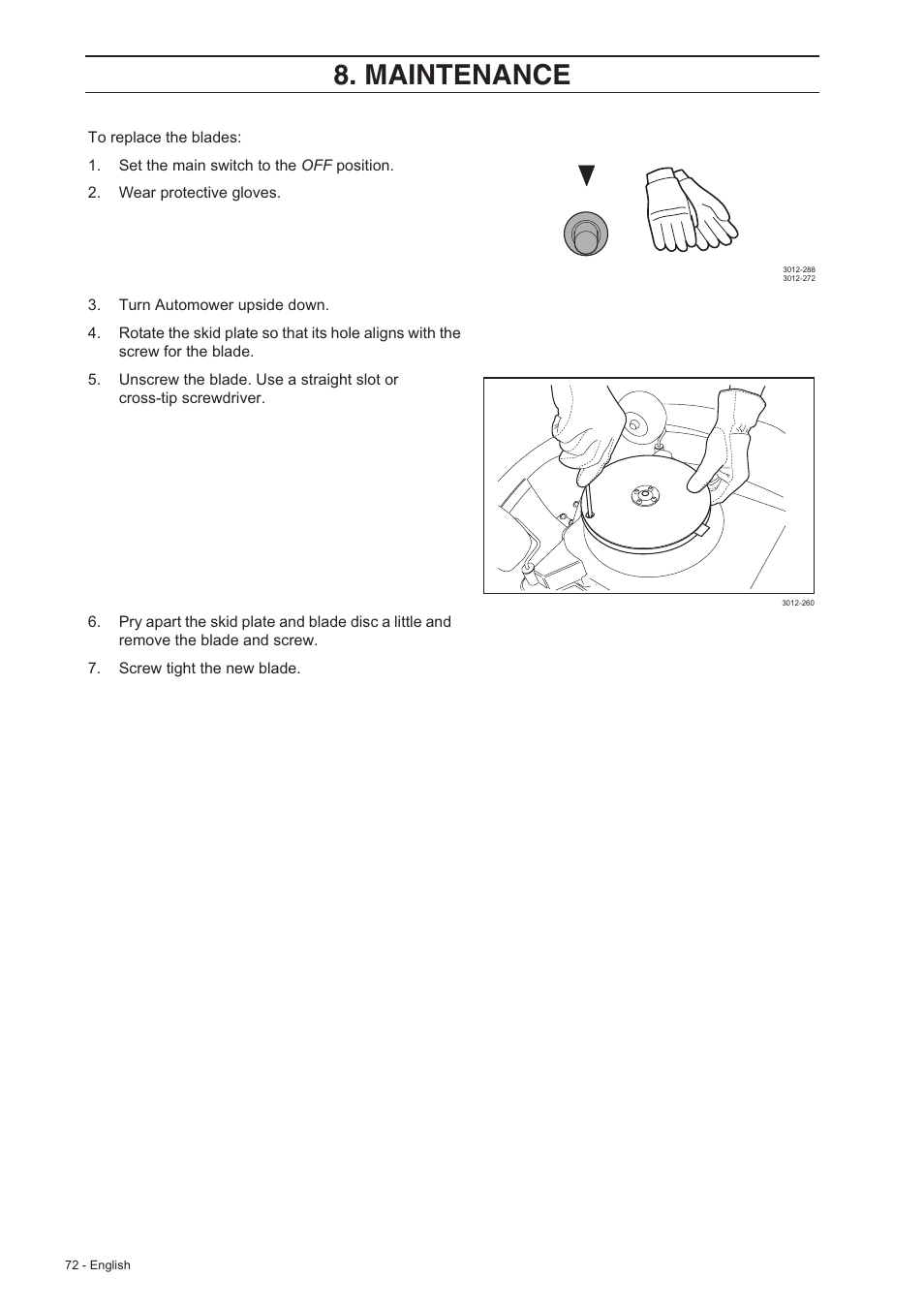 Maintenance | Husqvarna 220 AC User Manual | Page 71 / 82