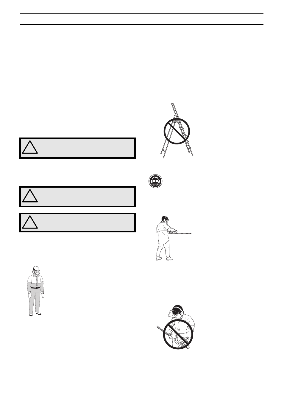 Transport and storage, Safety instructions when using the hedge trimmer, Personal protection | Safety instructions regarding the surroundings, Safety instructions while working, Safety instructions | Husqvarna 325HS75X User Manual | Page 8 / 20