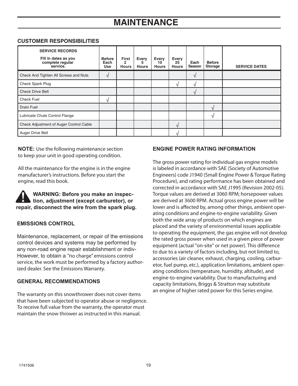 Maintenance | Husqvarna 5021 R User Manual | Page 19 / 42