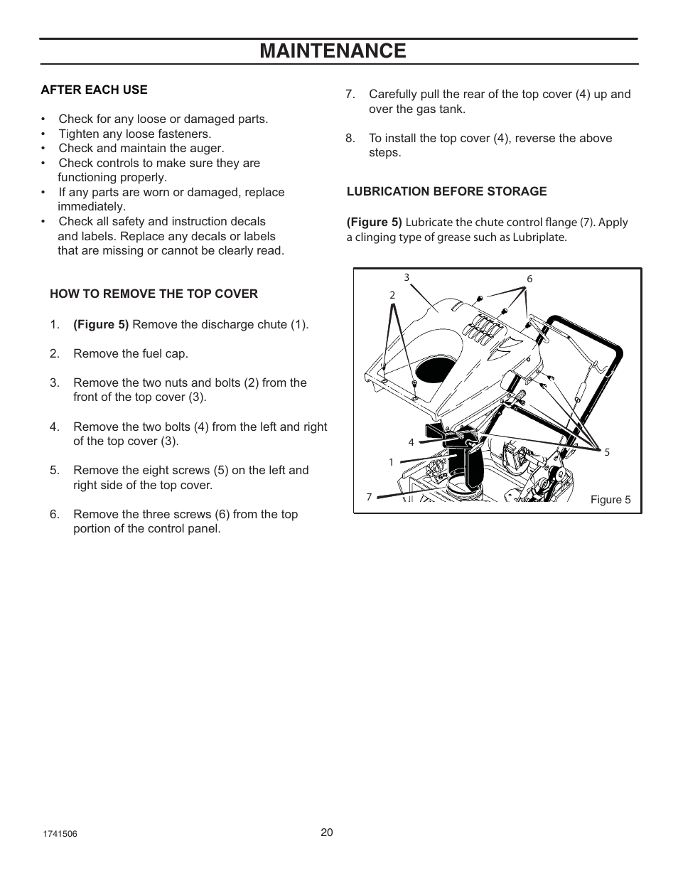 Maintenance | Husqvarna 5021 R User Manual | Page 20 / 42