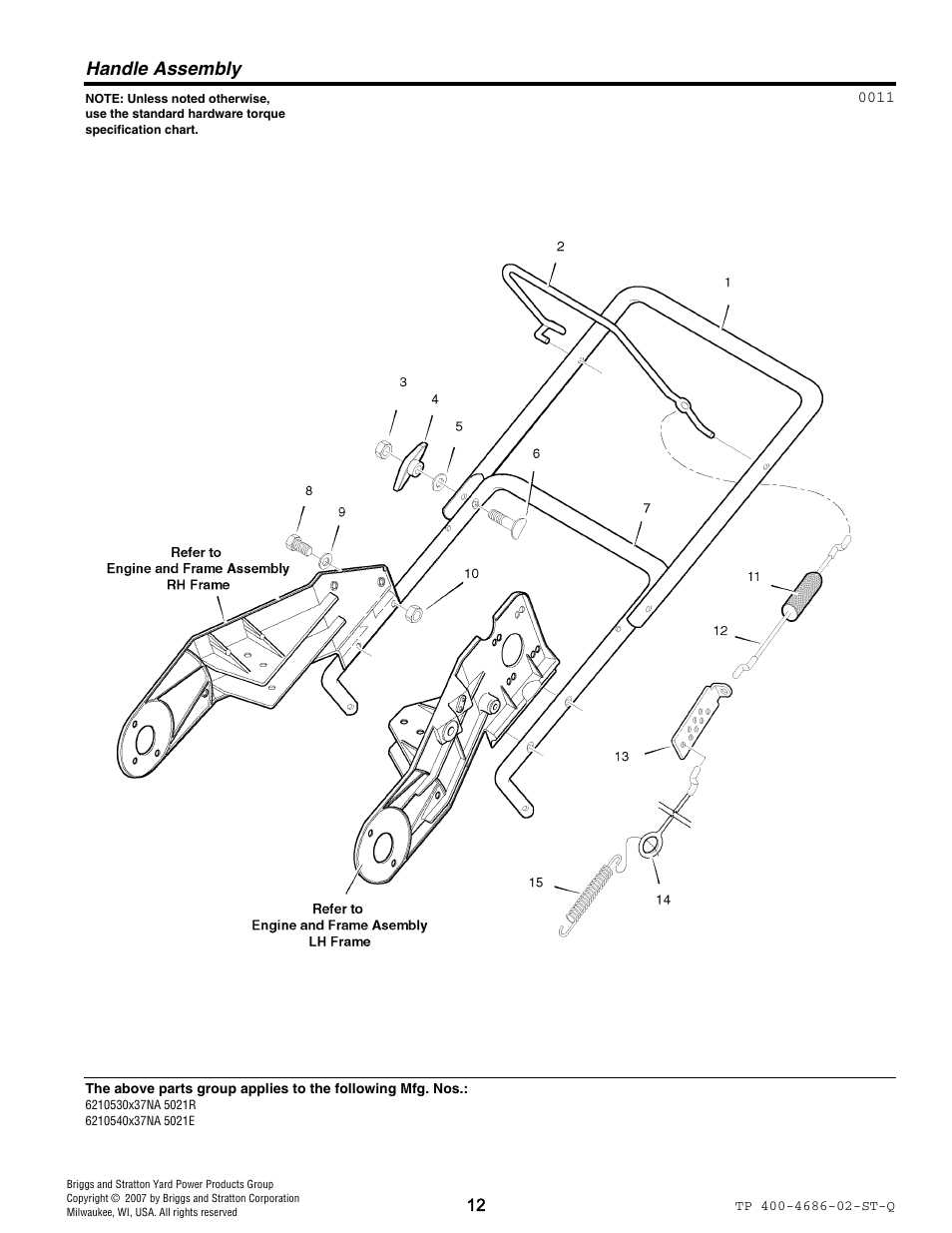 Handle assembly | Husqvarna 5021 R User Manual | Page 35 / 42