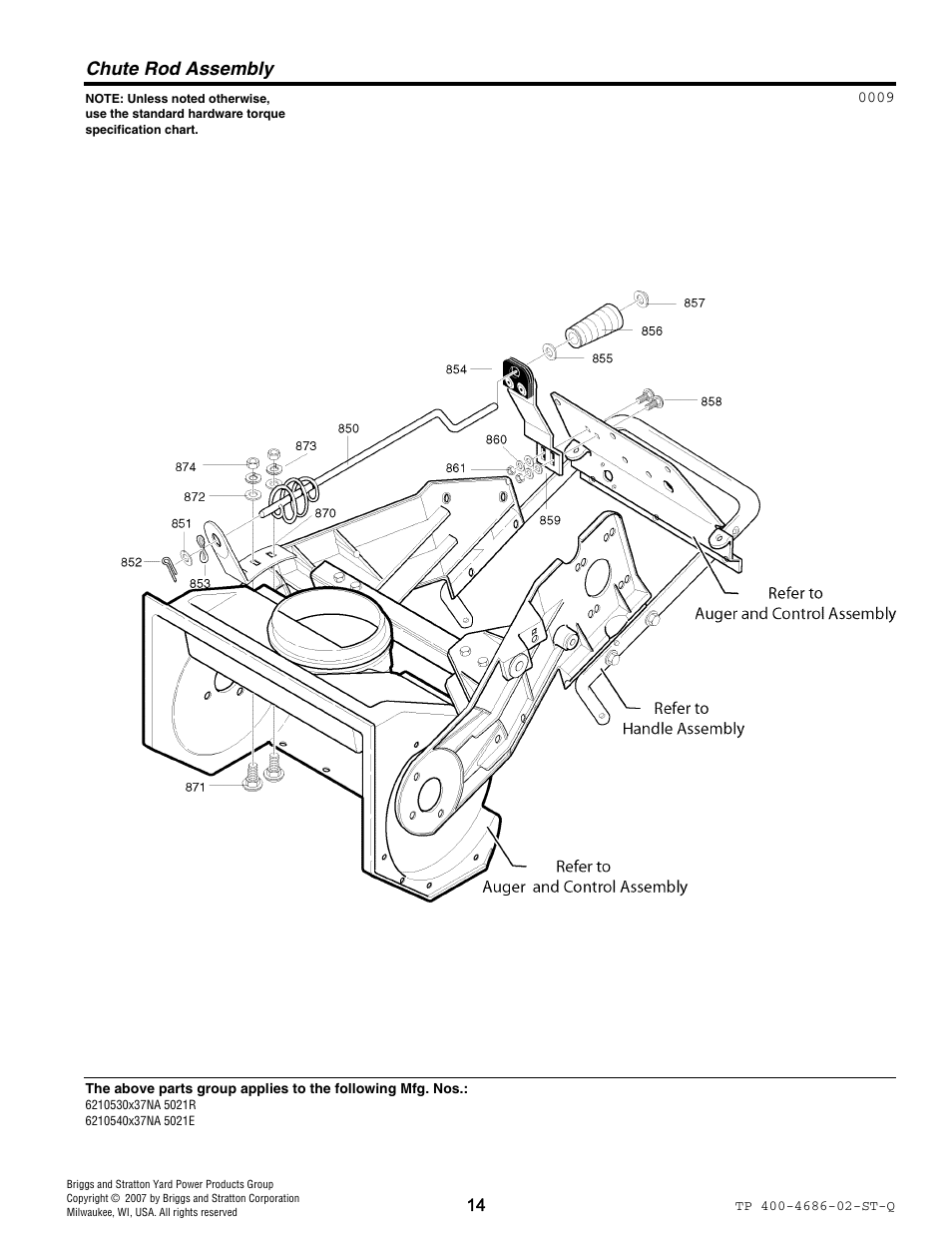 Chute rod assembly | Husqvarna 5021 R User Manual | Page 37 / 42