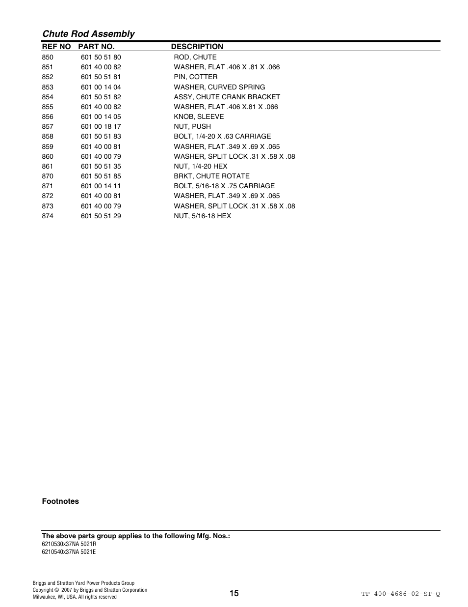 Chute rod assembly | Husqvarna 5021 R User Manual | Page 38 / 42