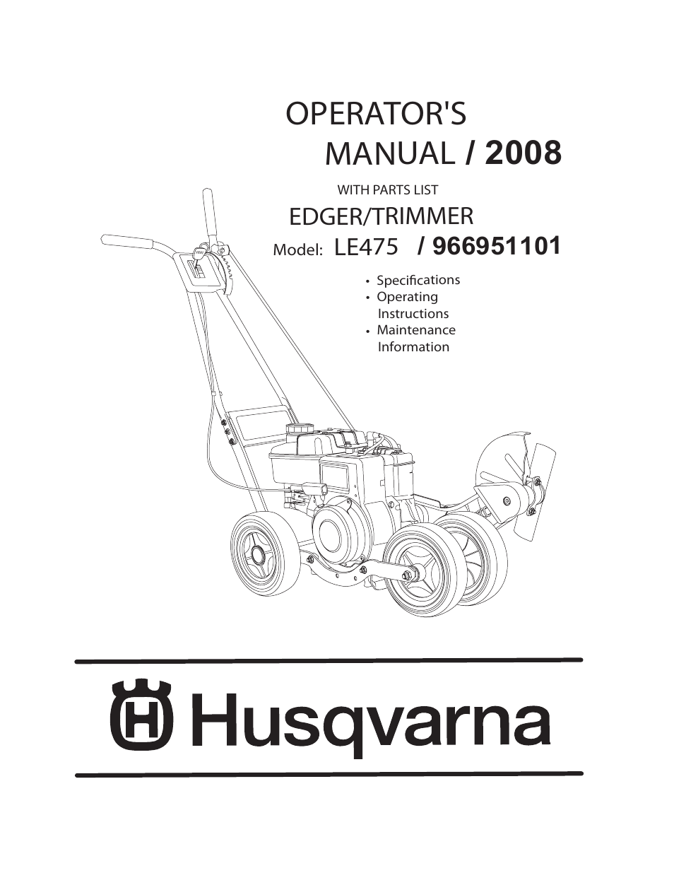 Husqvarna LE475 / 966951101 User Manual | 16 pages