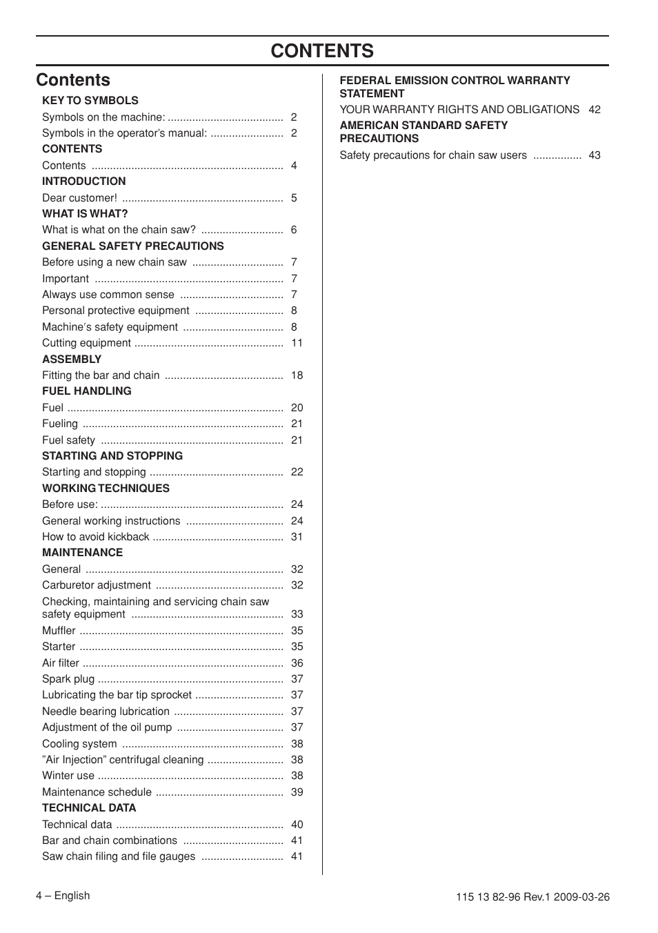 Husqvarna 115 13 82-96 User Manual | Page 4 / 92