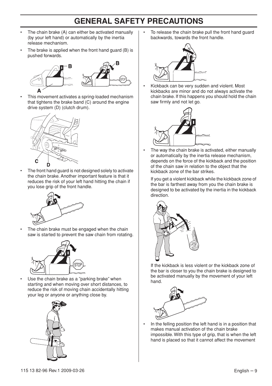 General safety precautions | Husqvarna 115 13 82-96 User Manual | Page 9 / 92