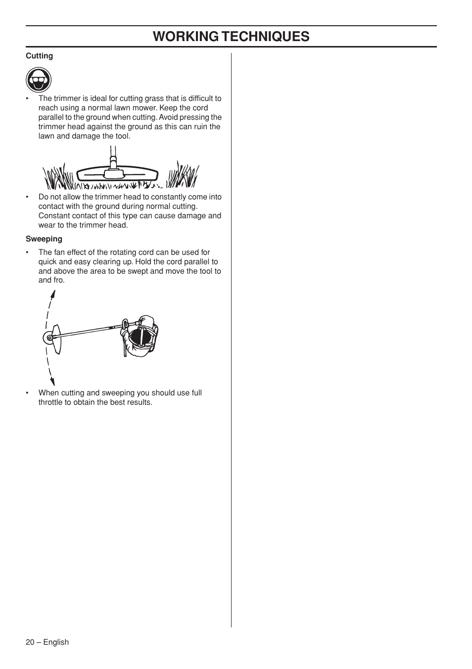 Working techniques | Husqvarna Operator's Manual 335RJx User Manual | Page 20 / 36