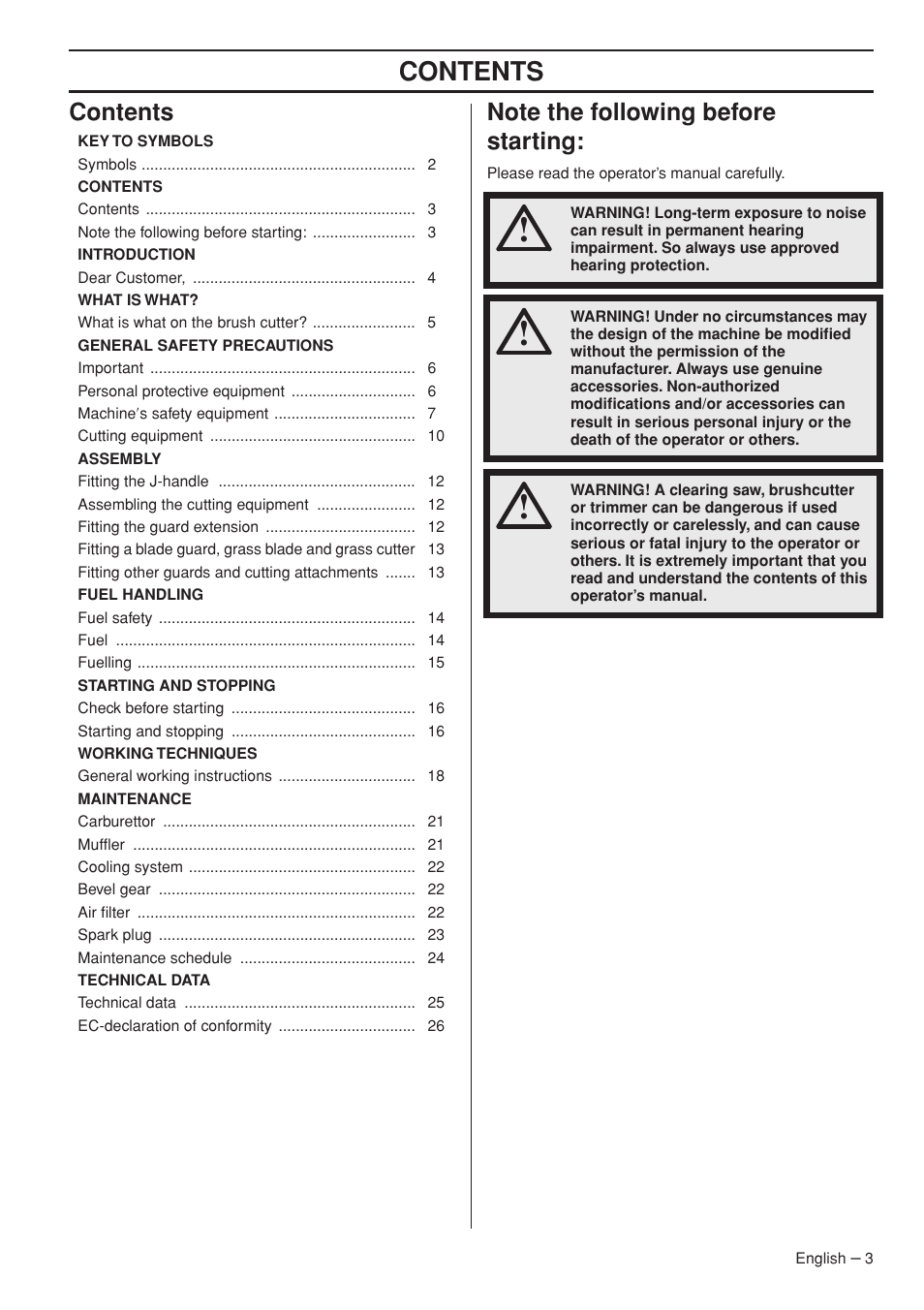 Husqvarna Operator's Manual 335RJx User Manual | Page 3 / 36
