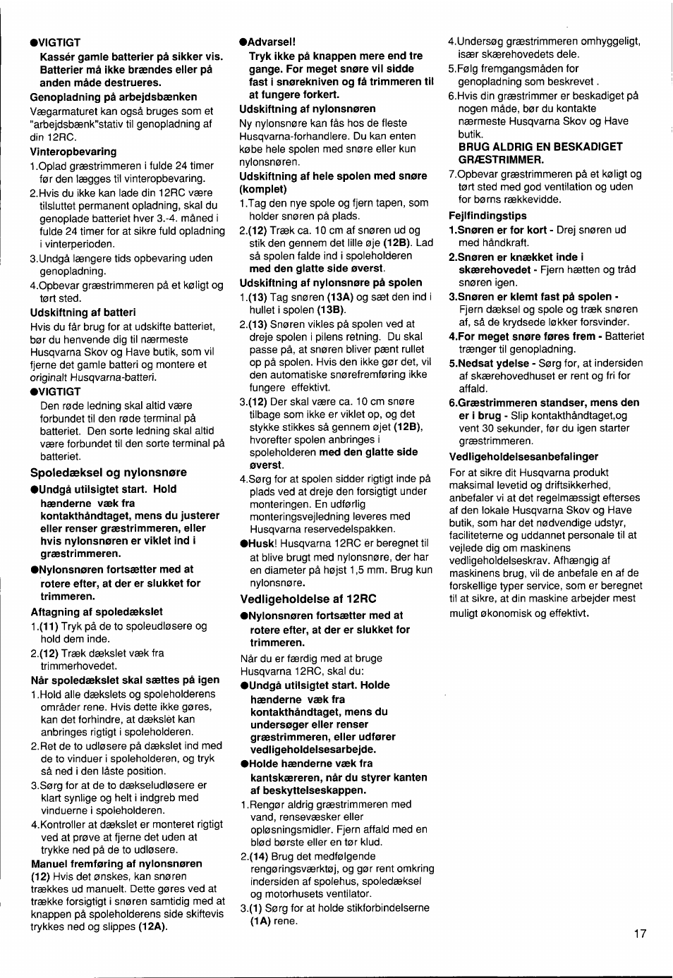 Husqvarna 12 RC User Manual | Page 18 / 40