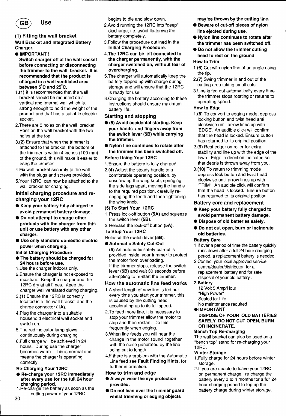 Fgb) use | Husqvarna 12 RC User Manual | Page 21 / 40