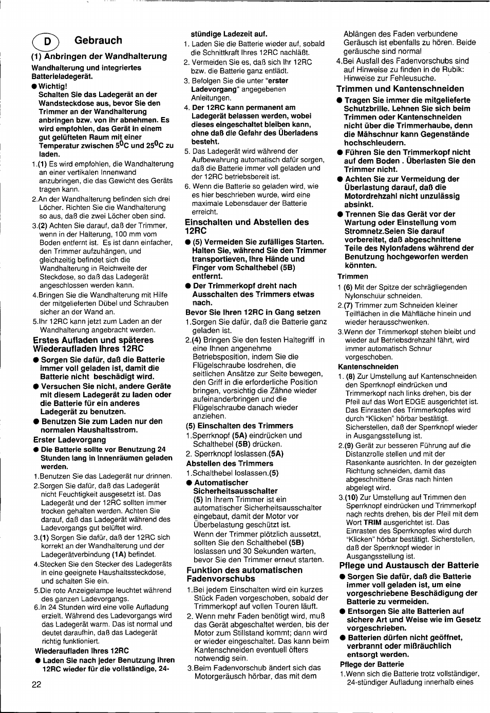 Gebrauch | Husqvarna 12 RC User Manual | Page 23 / 40