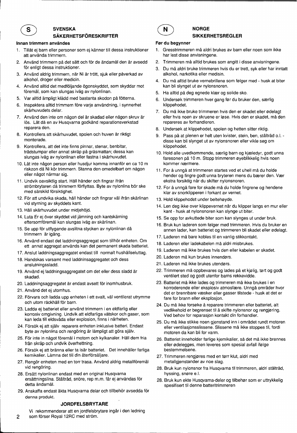 Husqvarna 12 RC User Manual | Page 3 / 40