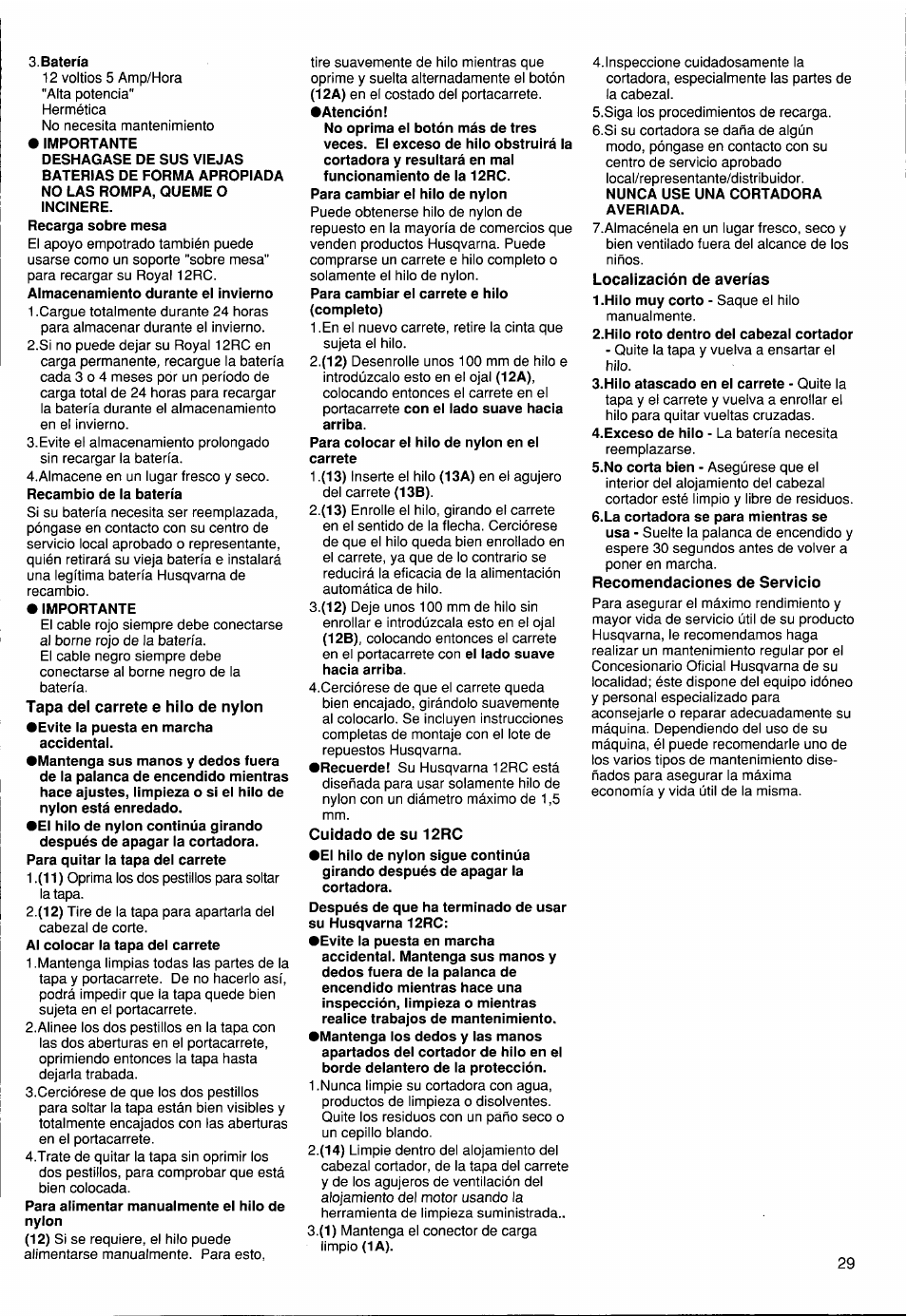 Husqvarna 12 RC User Manual | Page 30 / 40