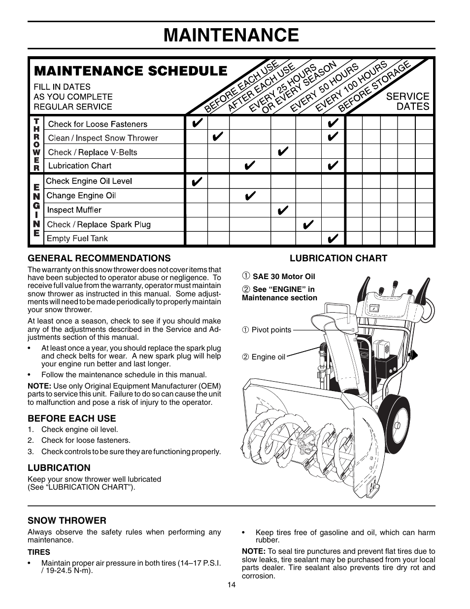 Maintenance | Husqvarna 8527SBE User Manual | Page 14 / 32