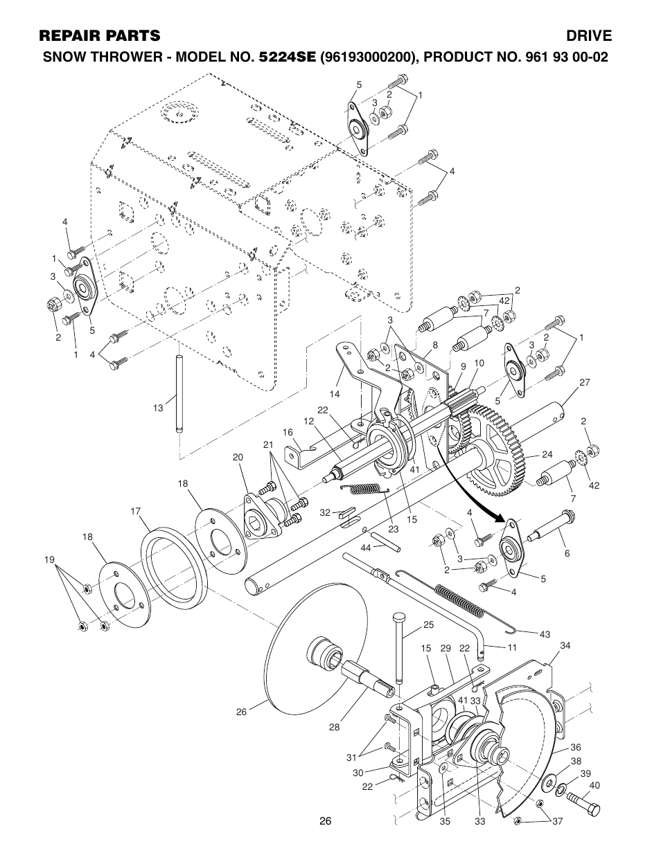 Drive, Repair parts drive | Husqvarna 5524SE User Manual | Page 26 / 32