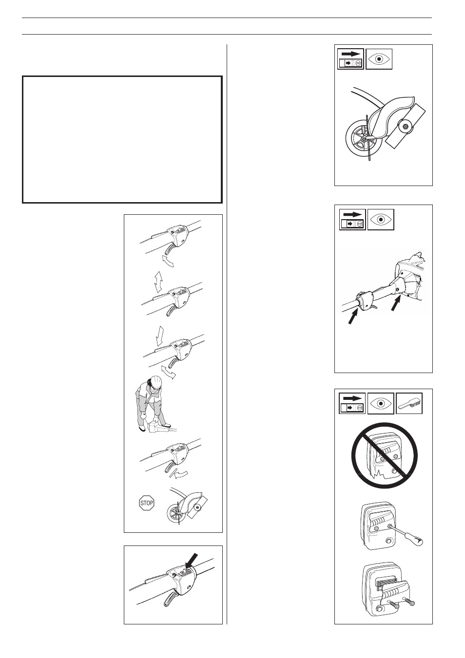 Safety instructions, Cutting attachment guard, Muffler | Vibration damping system, Throttle trigger lock, Stop switch | Husqvarna 322E/325E-X User Manual | Page 6 / 24