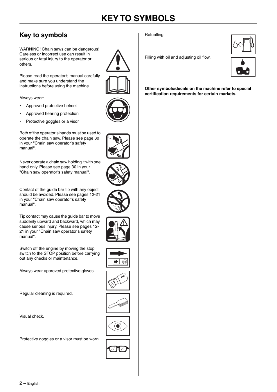 Key to symbols | Husqvarna 55 Rancher User Manual | Page 2 / 40