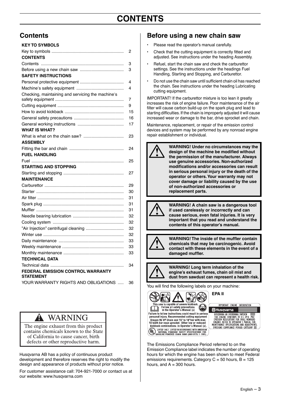 Husqvarna 55 Rancher User Manual | Page 3 / 40