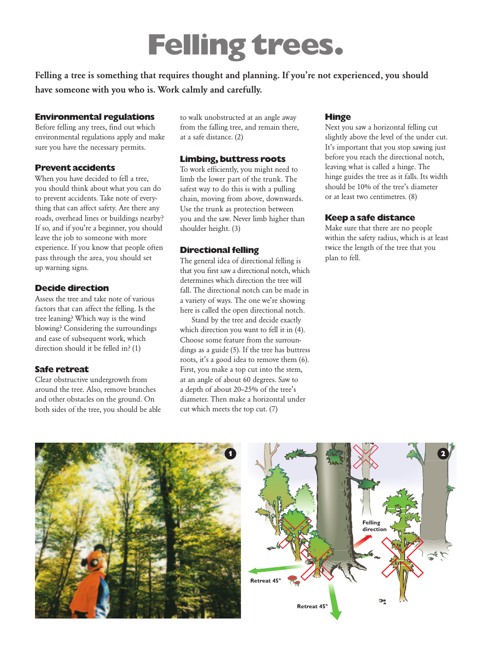 Felling trees | Husqvarna M7 User Manual | Page 8 / 16