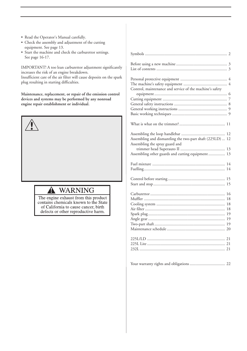 Husqvarna 225L Lite User Manual | Page 3 / 24