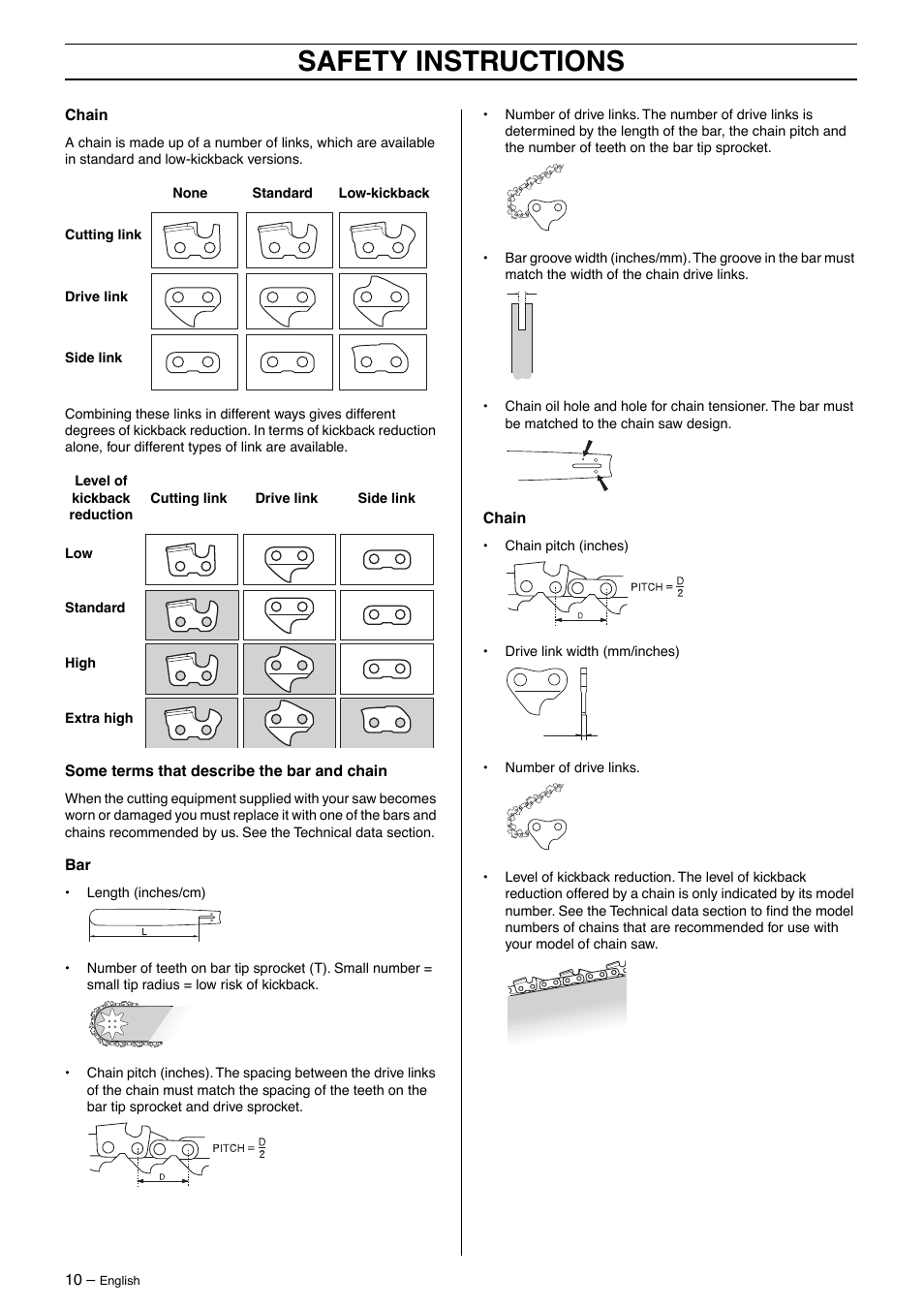 Safety instructions | Husqvarna 345 User Manual | Page 10 / 40