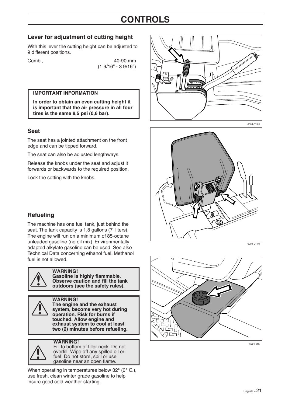 Controls | Husqvarna 155 User Manual | Page 23 / 60