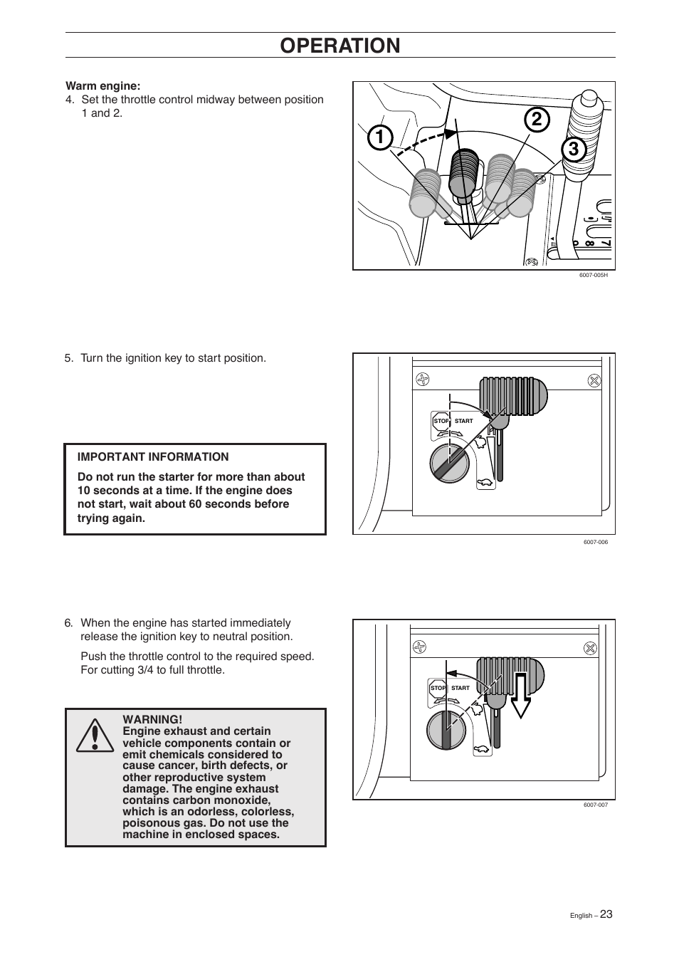 Operation | Husqvarna 155 User Manual | Page 25 / 60