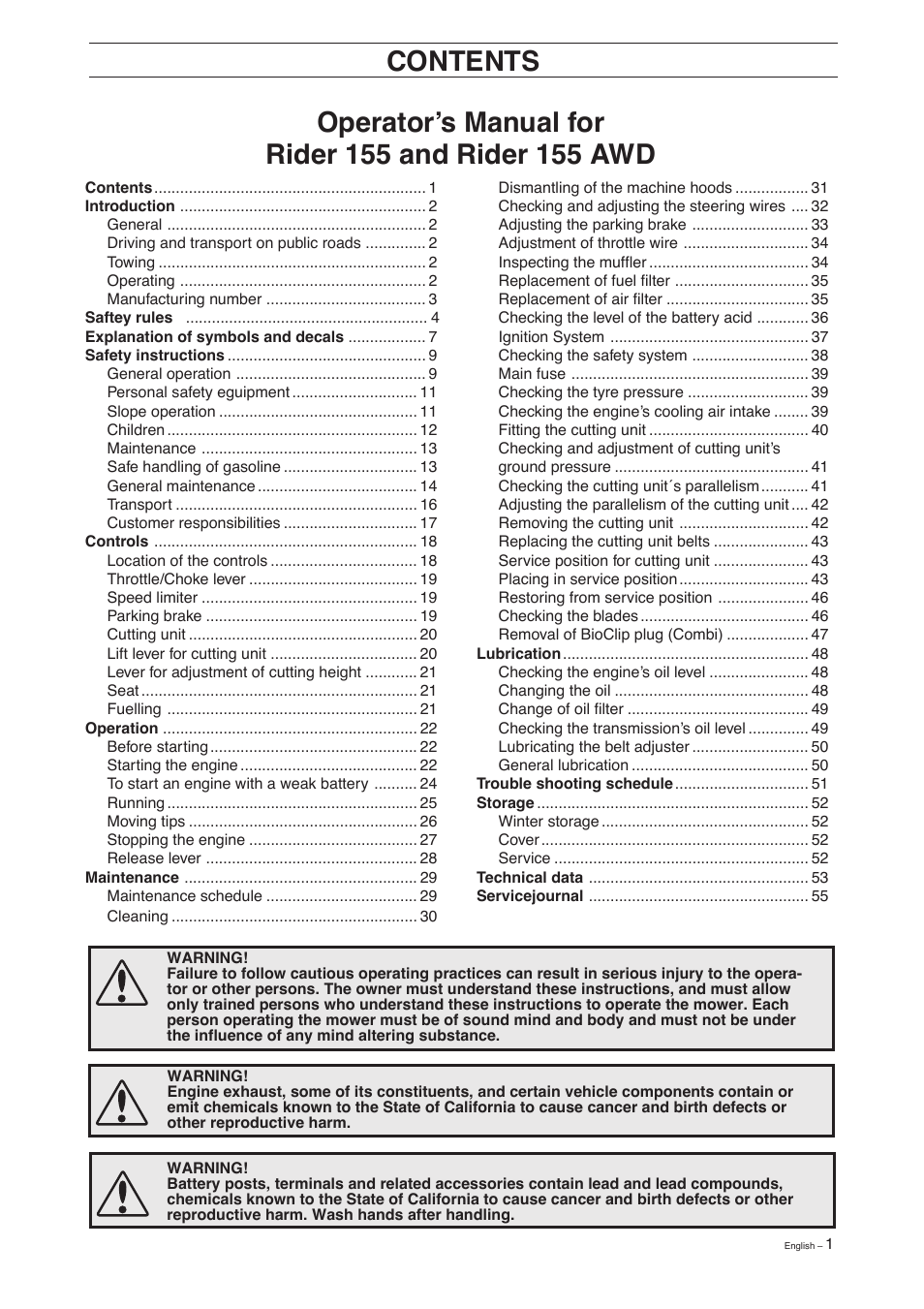 Husqvarna 155 User Manual | Page 3 / 60