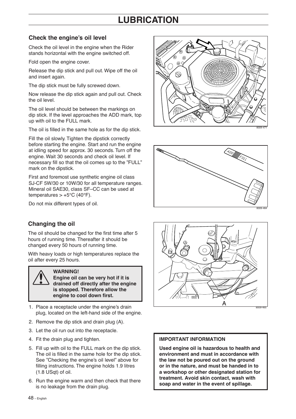 Lubrication | Husqvarna 155 User Manual | Page 50 / 60