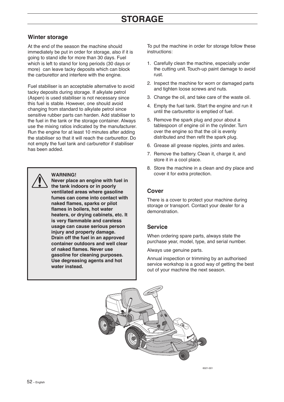 Storage | Husqvarna 155 User Manual | Page 54 / 60