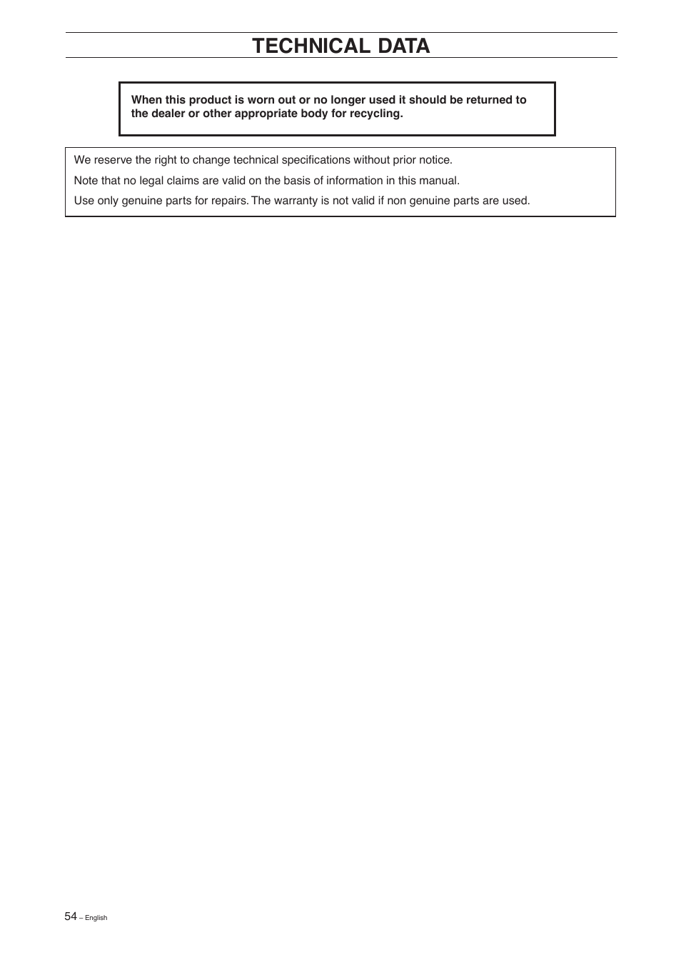 Technical data | Husqvarna 155 User Manual | Page 56 / 60