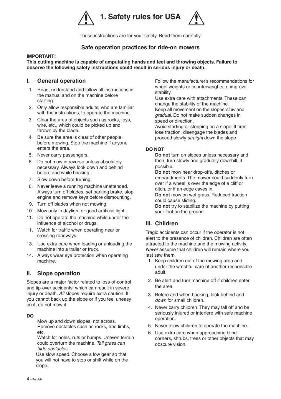 Safety rules for usa | Husqvarna 155 User Manual | Page 6 / 60