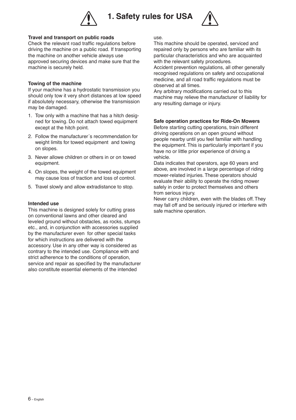 Safety rules for usa | Husqvarna 155 User Manual | Page 8 / 60