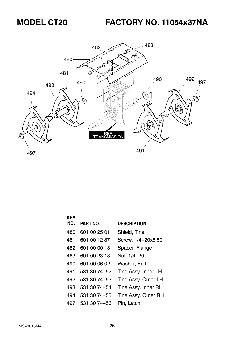Tines/ tine shield | Husqvarna CT20 User Manual | Page 26 / 30