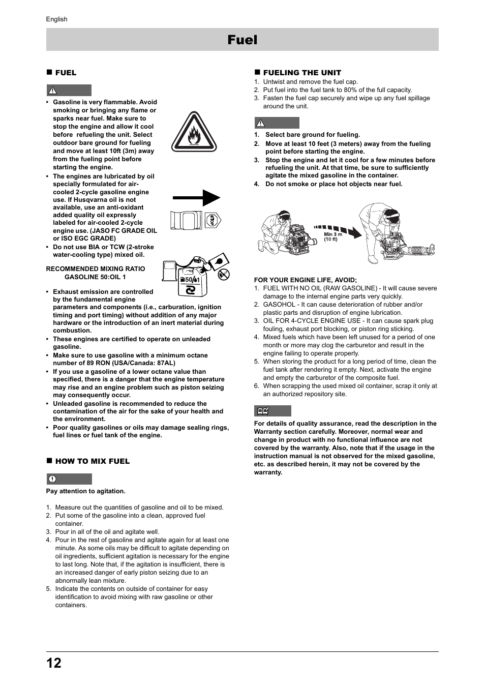 Fuel | Husqvarna 170BT User Manual | Page 12 / 17