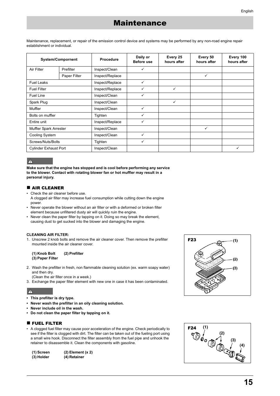 Maintenance | Husqvarna 170BT User Manual | Page 15 / 17