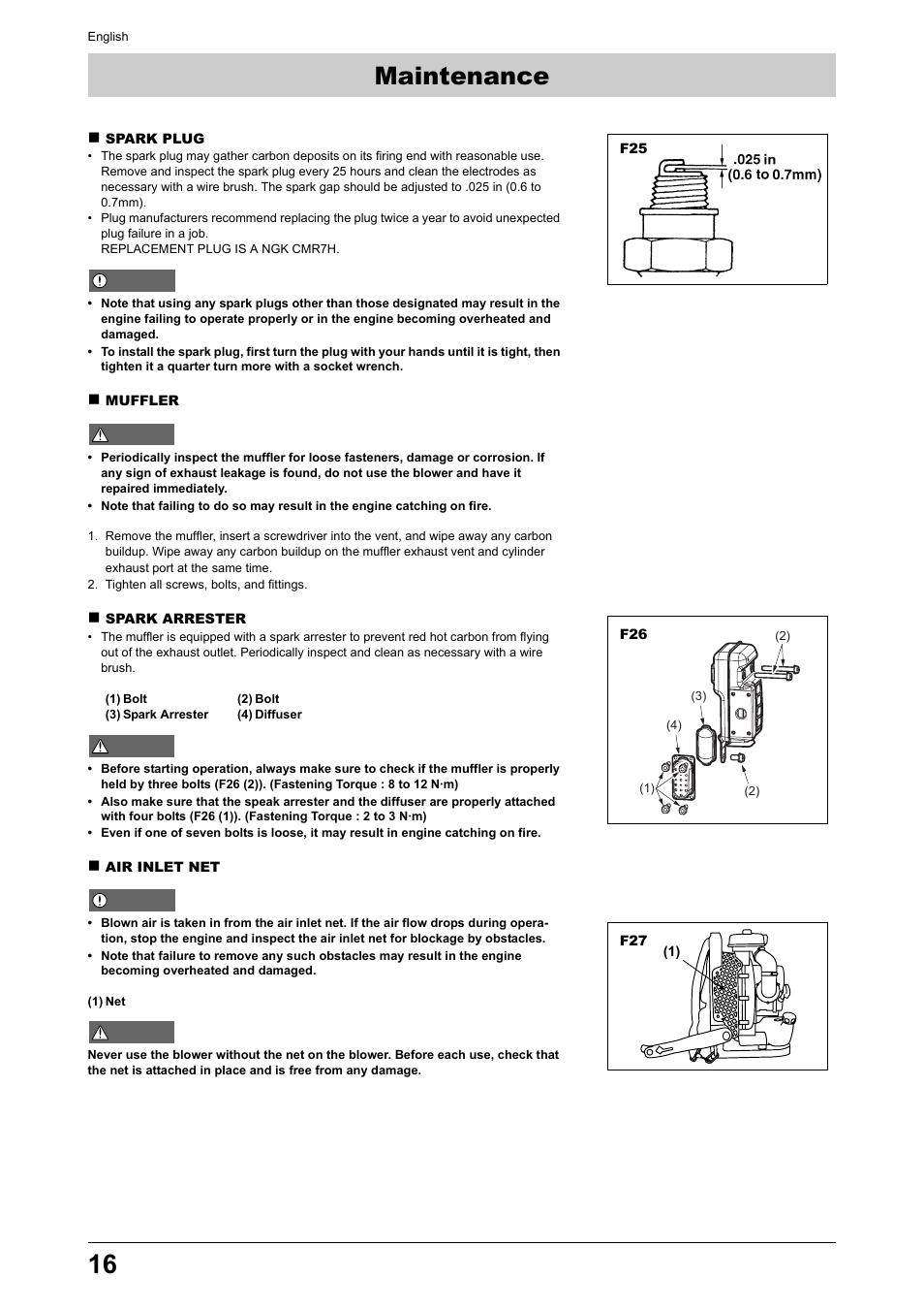 Maintenance | Husqvarna 170BT User Manual | Page 16 / 17