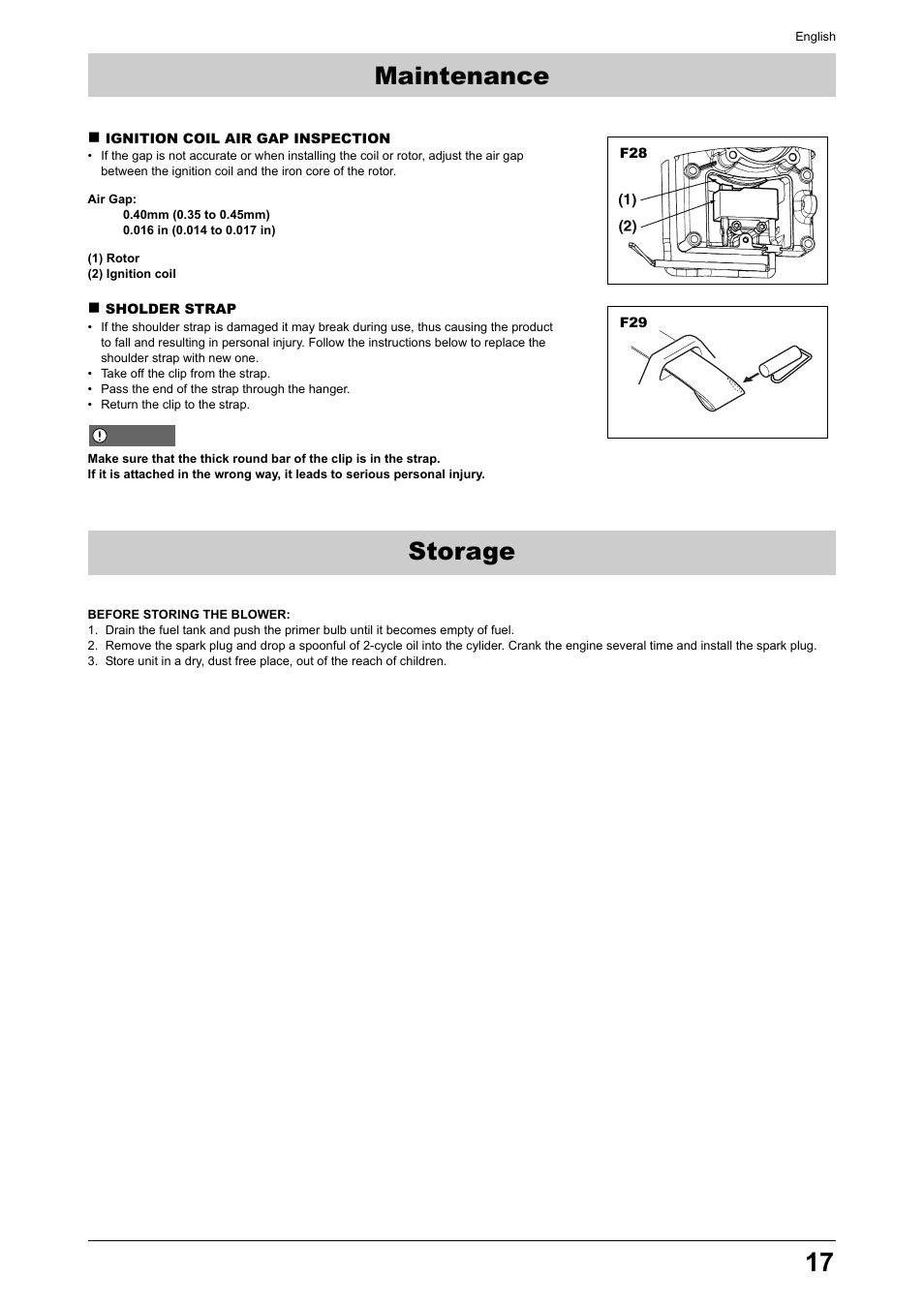 Storage, Maintenance | Husqvarna 170BT User Manual | Page 17 / 17