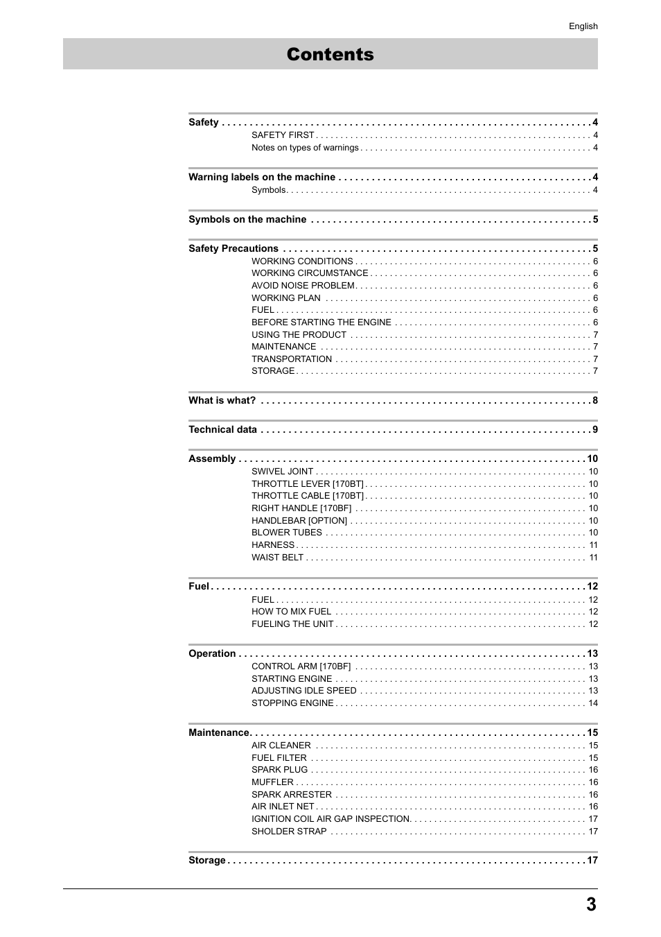 Husqvarna 170BT User Manual | Page 3 / 17