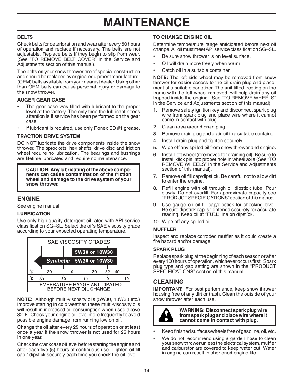 Maintenance | Husqvarna 924SB User Manual | Page 14 / 40