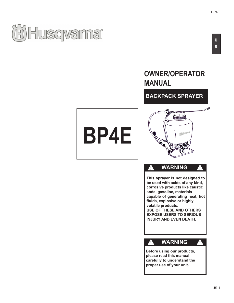 Husqvarna BP4E User Manual | 9 pages