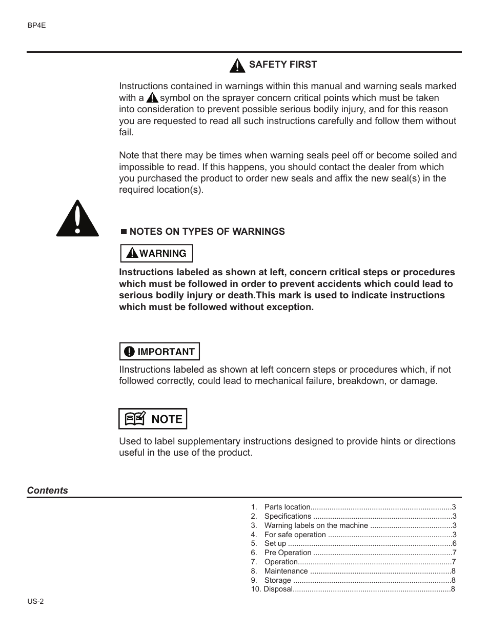 Husqvarna BP4E User Manual | Page 2 / 9