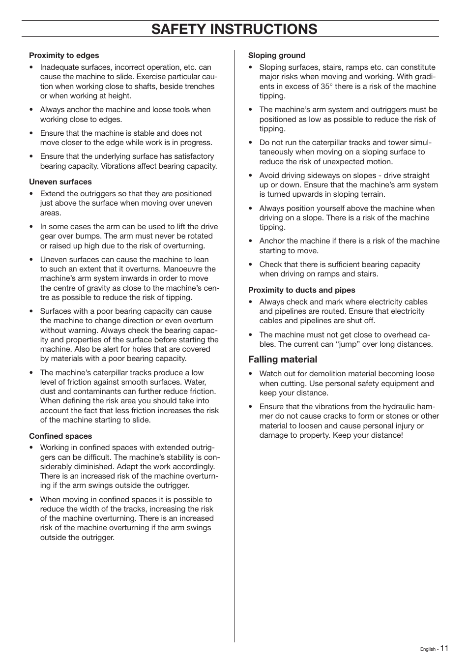 Safety instructions | Husqvarna DXR-310 User Manual | Page 11 / 60