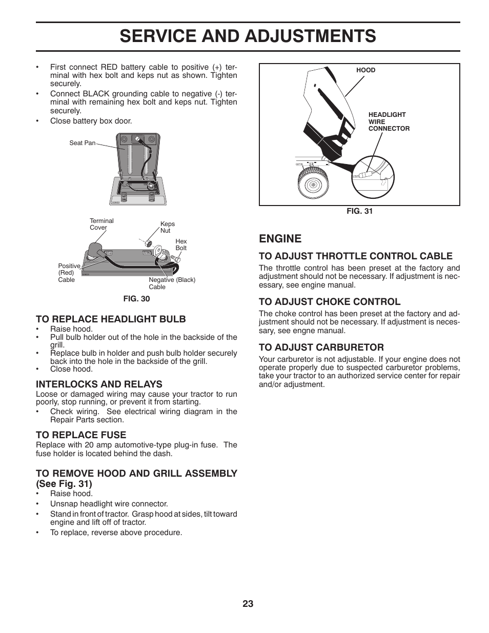Service and adjustments, Engine | Husqvarna 2246LS User Manual | Page 23 / 44